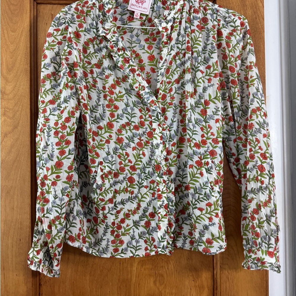 Banjanan Red and Green Floral Button Down Shirt